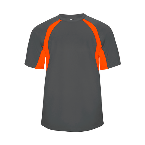 Badger Sport Hook Tee (414400-028504), Color 'Graphite/Safety Orange'